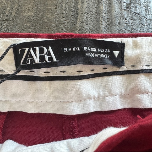 Zara High Waisted Straight Leg Side Slits Dress Pant NWT Size XXL Red Burgundy - Picture 6 of 15